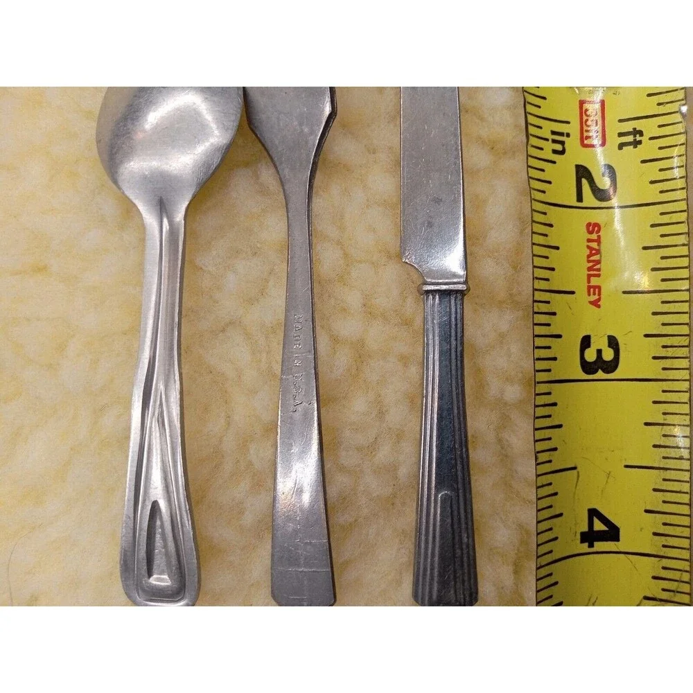 Lot of Childrens Vintage Silverplated Knife,  Fork, and Spoon MADE IN USA
